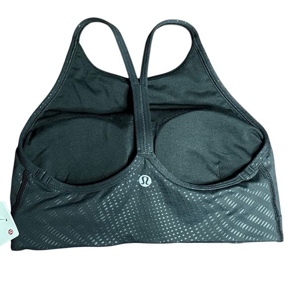 Lululemon Flow Y Wrap Front High Neck Bra Black LW2EJHS in RHEM Women Size 4 B/C - Picture 2 of 10